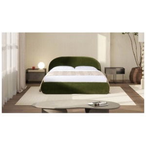 Jennifer Taylor Home Archie Queen Upholstered Platform Bed, Olive Green
