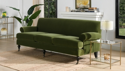 Jennifer Taylor home Alana Lawson Three-Cushion Sofa, Olive Green