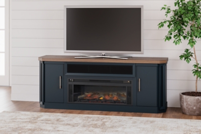 Landocken 83" TV Stand with Electric Fireplace, Two-tone
