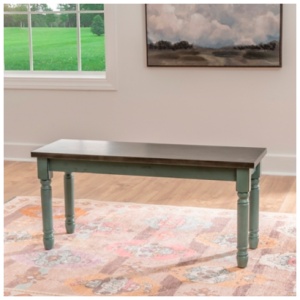 Linon 14" Wesley Dining Bench, Teal Blue