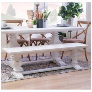 Linon 63" Langston Dining Bench, White