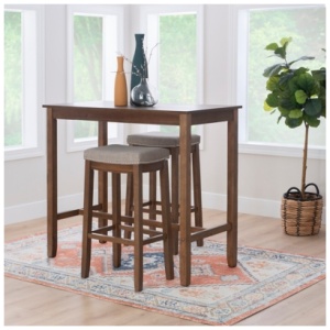 Linon Claridge Bar Height Dining Table and 2 Bar Stools Set, Gray/Brown