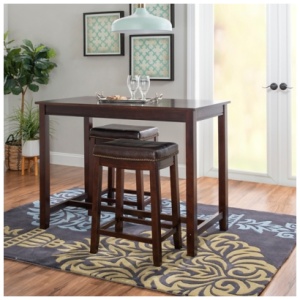 Linon Claridge Counter Height Dining Table and 2 Bar Stools Set, Brown