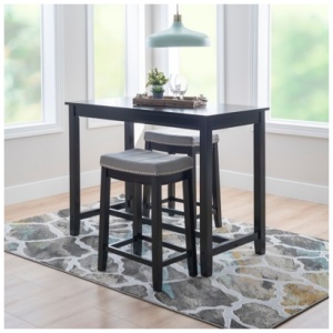 Linon Claridge Counter Height Dining Table and 2 Bar Stools Set, Gray