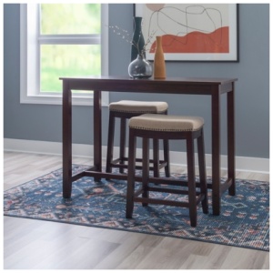 Linon Claridge Counter Height Dining Table and 2 Bar Stools Set, Tan