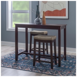 Linon Claridge Counter Height Dining Table and 2 Bar Stools Set, Tan/Brown