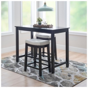 Linon Claridge Counter Height Dining Table and 2 Bar Stools Set, White