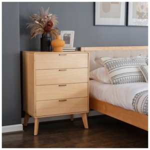 Linon Kade 28" 4 Drawer Chest of Drawers, Natural