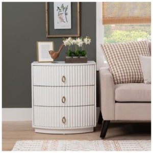 Linon Kara 24" 3 Drawer Nightstand, White