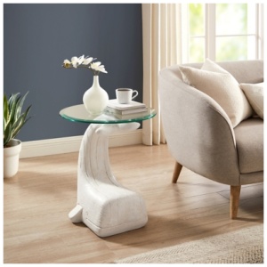 Linon Larson Whale Side Table, White