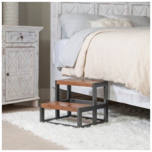 Linon Miles Bed Steps, Gunmetal