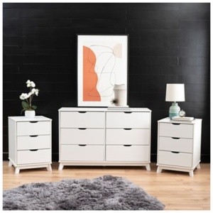 Linon Pierce 2 Nightstands and Dresser Set, White