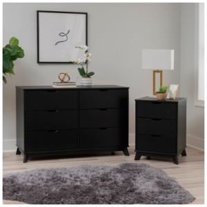Linon Pierce Nightstand and Dresser Set, Black
