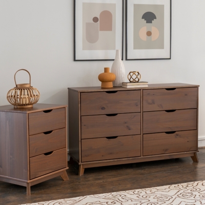 Linon Pierce Nightstand and Dresser Set, Walnut