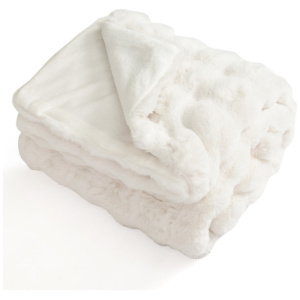 Luxury Fuzzy Plush Rabbit Fur Bubble Blanket for Armchair-BE