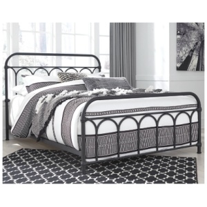 Nashburg Queen Metal Bed, Black