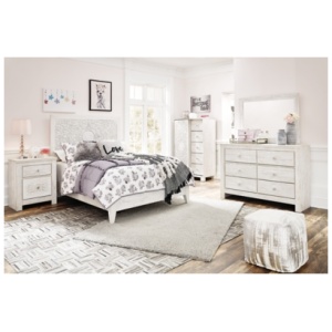 Paxberry King Panel Bed with Dresser, Whitewash