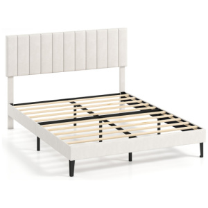 Queen Size Velvet Upholstered Platform Bed Frame