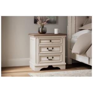 Realyn 27" 3 Drawer Charging Nightstand, Two-tone
