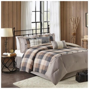Ridge Queen 7 Piece Herringbone Comforter Set, Neutral
