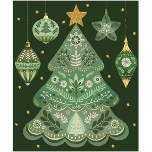 Shades of Green Plush Blanket, Christmas Tree, 60"L x 50"W