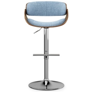 Simpli Home Amery Adjustable Swivel Bar Stool, Denim Blue