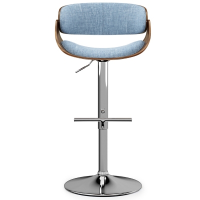 Simpli Home Amery Adjustable Swivel Bar Stool, Denim Blue