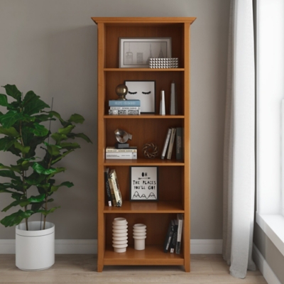 Simpli Home Amherst 5 Shelf Bookcase, Brown