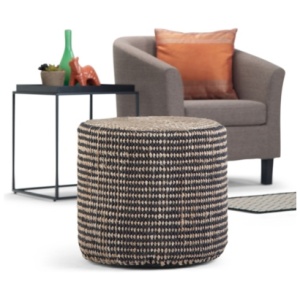 Simpli Home Larissa Braided Pouf, Natural