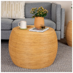 Storied Home Barrel Coffee Table, Natural
