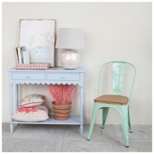 Storied Home Scalloped Console Table, Lavender
