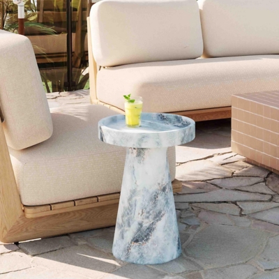 TOV Furniture Zara Outdoor Side Table, Gray