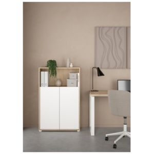 Tvilum Sign 48" Adjustable Bookcase, Jackson Hickory/White