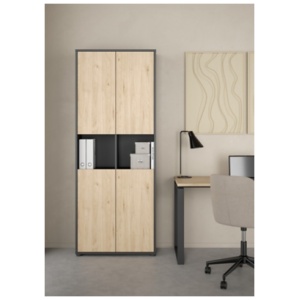 Tvilum Sign 80" Bookcase, Gray/Jackson Hickory