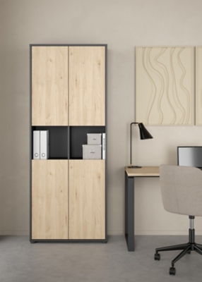 Tvilum Sign 80" Bookcase, Gray/Jackson Hickory