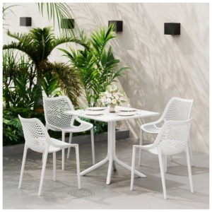 Westin Furniture Frond & Form Outdoor Square Dining Table and 4 Chairs, White