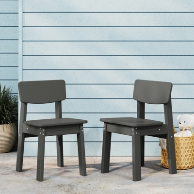 Westin Furniture Modern Mini Kids Outdoor Dining Chair (Set of 2), Gray