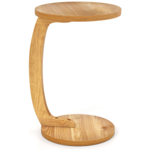 24 Inch Round C-shaped Side Table with Thickened Top and Sturdy Base