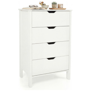 4-Drawer Dresser Wooden Nightstand with Anti-Tipping Kits-White