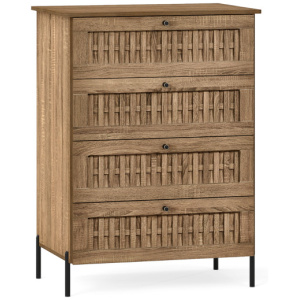 4-Drawer Dresser with Interlocking Mechanism and Metal Legs for Bedroom-Oak
