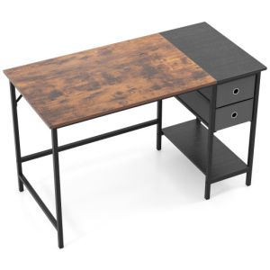 48 Inch Computer Desk with 2 Fabric Drawers Industrial Home Office Desk-Rustic Brown