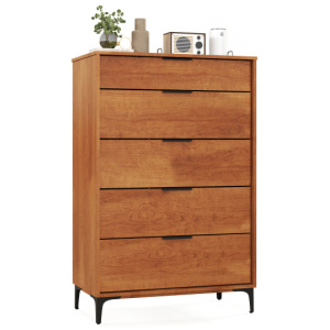5-Drawer Dresser with Interlock System for Bedroom Living Room-Cherry