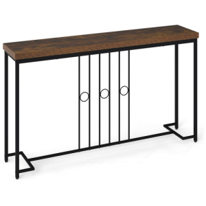 55" Industrial Console Table with H-Shaped Base-Brown