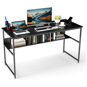 55 x 24 inch Computer Desk with Power Outlets and USB Ports-Black
