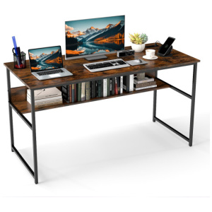 55 x 24 inch Computer Desk with Power Outlets and USB Ports-Rustic Brown