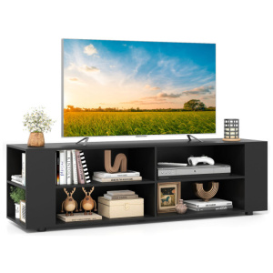 59 Inch Console Storage Entertainment Media Wood TV Stand-Black