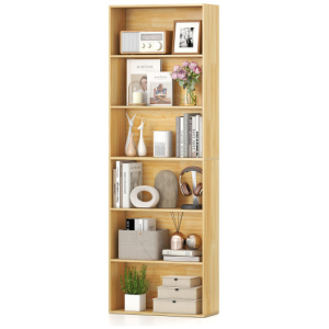 6-Tier Bookcase with 6 Open Shelves and Anti-Toppling Kits-Wood
