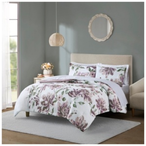 Alice Full Floral Comforter Set with Bed Sheets, Mauve