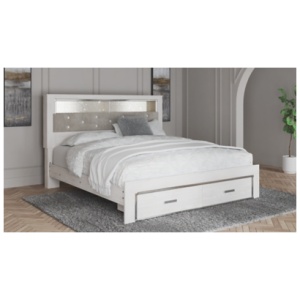 Altyra King Upholstered Bookcase Bed with Storage, White