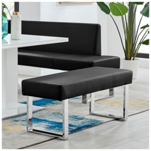 Amanda 48" Dining Bench, Black/Stainless